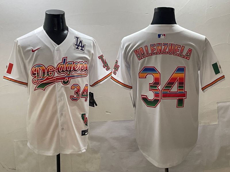 Men Los Angeles Dodgers 34 Valenzuela White Game Nike 2025 MLB Jersey style 4255